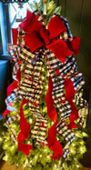 The Cardi red black & white cardinal luxury Christmas Tree Topper Bow