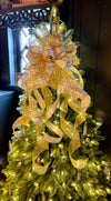 The Comet White & Gold Christmas Tree Topper Bow