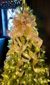 The Comet White & Gold Christmas Tree Topper Bow