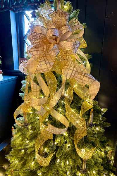 The Comet White & Gold Christmas Tree Topper Bow