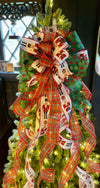 The Hans XL Red Green & Gold Plaid Christmas Tree Topper Bow