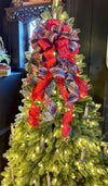 The Oksana Red Grey & black Snowflake Christmas Tree Topper Bow