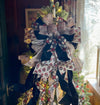 The Laurent Black Red & Beige Christmas Tree Topper Bow