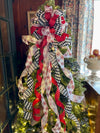 The Jester Red Black & White Christmas Tree Topper Bow