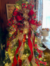 The Joyeux Red & Green Whimsical Polka Dot Christmas Tree Topper Bow