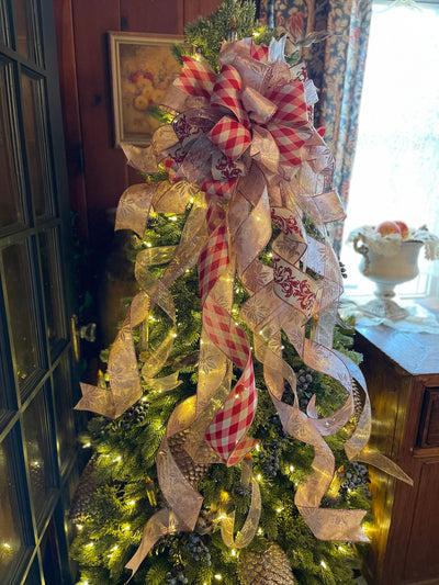 The Princess Pink & Rose Gold Christmas Tree Topper Bow
