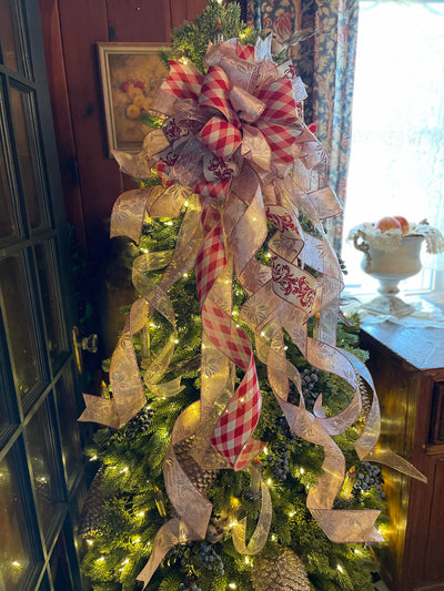 The Princess Pink & Rose Gold Christmas Tree Topper Bow
