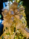 The Comet White & Gold Christmas Tree Topper Bow