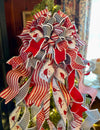 The Mabel Red Black & White Cardinal Christmas Tree Topper Bow, XXXL Luxury Bow, Xmas check Bow, Farmhouse Cottage Bow, ribbon topper