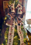 The Jane Cranberry Red & Green plaid Christmas Tree Topper Bow, XL bow for wreaths, oversized bow, lamppost bow, Long streamer classic bow