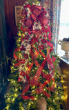 The Queenie Red white & green XXL Christmas Tree Topper Bow, Christmas tree trimming bow, long streamer bow, christmas decor