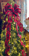 The Tara Red & Green plaid Christmas Tree Topper Bow