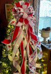 The Sarah Red Black & White Cardinal Christmas Tree Topper Bow