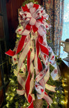 The Sarah Red Black & White Cardinal Christmas Tree Topper Bow
