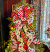 The Loretta Red Green & White Christmas Tree Topper Bow