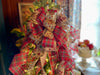 The Joy Red Green & Gold Christmas Tree Topper Bow, long streamer bow, wreath bow, Xmas Bow, tree trimming, ribbon topper, big plaid bow