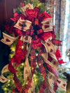 The Brooke Red Black & Tan Christmas Tree Topper Bow