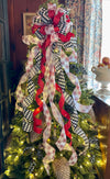 The Jester Red Black & White Christmas Tree Topper Bow