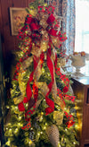 The Joyeux Red & Green Whimsical Polka Dot Christmas Tree Topper Bow