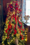 The Joyeux Red & Green Whimsical Polka Dot Christmas Tree Topper Bow