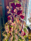 The Carmella burgundy gold & Tan Christmas Tree Topper Bow
