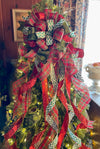 The Becca XL Red Green & Gold Plaid Christmas Tree Topper Bow