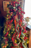 The Becca XL Red Green & Gold Plaid Christmas Tree Topper Bow