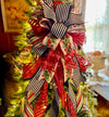 The Imogene Red Green & White Christmas Tree Topper Bow