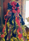 The Sapphire Red & Navy Velvet Christmas Tree Topper Bow