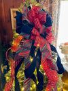 The Sapphire Red & Navy Velvet Christmas Tree Topper Bow