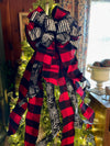 The Karen Red Black & White Check Christmas Tree Topper Bow, luxury ribbon topper, XL bow topper for christmas tree, oversized bow, lodge