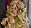 The Antoinette Pink Sage Green & Rose Gold Christmas Tree Topper Bow, pastel bow, Xmas bow, girlie Bow, ribbon topper, tree trimming bow