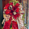 The Nicole Black & Red Christmas Tree Topper Bow, luxury ribbon topper, XL bow topper for christmas tree