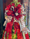 The Nicole Black & Red Christmas Tree Topper Bow, luxury ribbon topper, XL bow topper for christmas tree