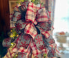 The Lydia Red & Cream Plaid Snowflake Christmas Tree Topper Bow, Luxury Bow, Xmas bow, tree trimming bow, XL tree topper bow