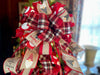 The Gnomeo Red Black & White Christmas tree topper Bow, bow for lantern, bow for wreaths, long streamer bow for mailbox, christmas decor