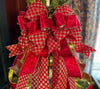 The Charlotte Red & Gold Plush Velvet XL Christmas Tree Topper Bow, Luxury Bow tree bow, Xmas red gold Bow, Cottage Bow, ribbon topper