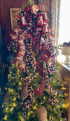 The Stefan deep Red Black & gold Christmas Tree Topper Bow