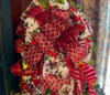 The Queenie Red white & green XXL Christmas Tree Topper Bow, Christmas tree trimming bow, long streamer bow, christmas decor