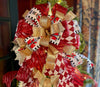 The Alice Red Black & Gold Christmas Tree Topper Bow, Tree trimming bow, Xmas bow, nutcracker bow, ribbon topper, Alice in wonderland bow