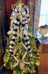 The Tonya White & Black Christmas Tree Topper Bow