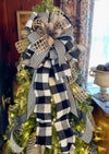 The Kate White & Black Christmas Tree Topper Bow