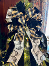 The Lynette White & Black Christmas Tree Topper Bow