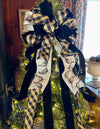 The Lynette White & Black Christmas Tree Topper Bow