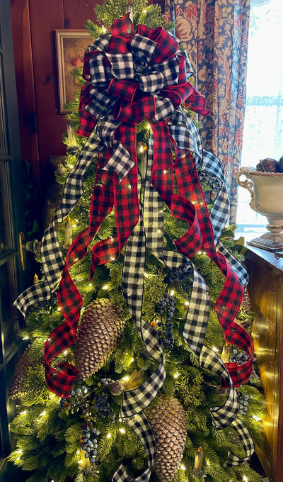 The Cathy Red Black & White Buffalo Check Christmas Bow