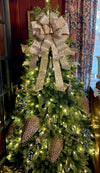 The Princess Platinum Silver & Gold Christmas Tree Topper Bow, Snowflake bow, Bow for wreaths, Xmas bow, large luxury bow