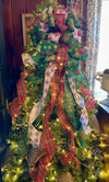 The Bridget Red Green & Gold Christmas Tree Topper Bow, XL bow, bow for wreaths, long streamer bow, tree trimming bow, plaid ribbon topper