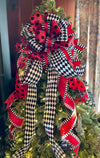 The Jules Red Black & White Christmas Tree Topper Bow, luxury ribbon topper, XL bow topper for christmas tree