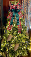 The Regina Red Green and Gold Christmas Tree Topper Bow, Deluxe ribbon topper, XL bow topper for christmas tree, Bow tree topper, plaid bow