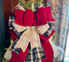 The Leah Burgundy Navy & Cream Christmas Tree Topper Bow, Plaid Christmas Bow, Navy Christmas tree Bow, Bow for tree, Bow tree topper